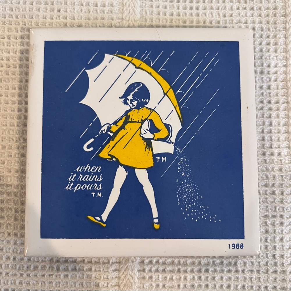 MORTON SALT Girl Vintage 1968 Coaster / Trivet